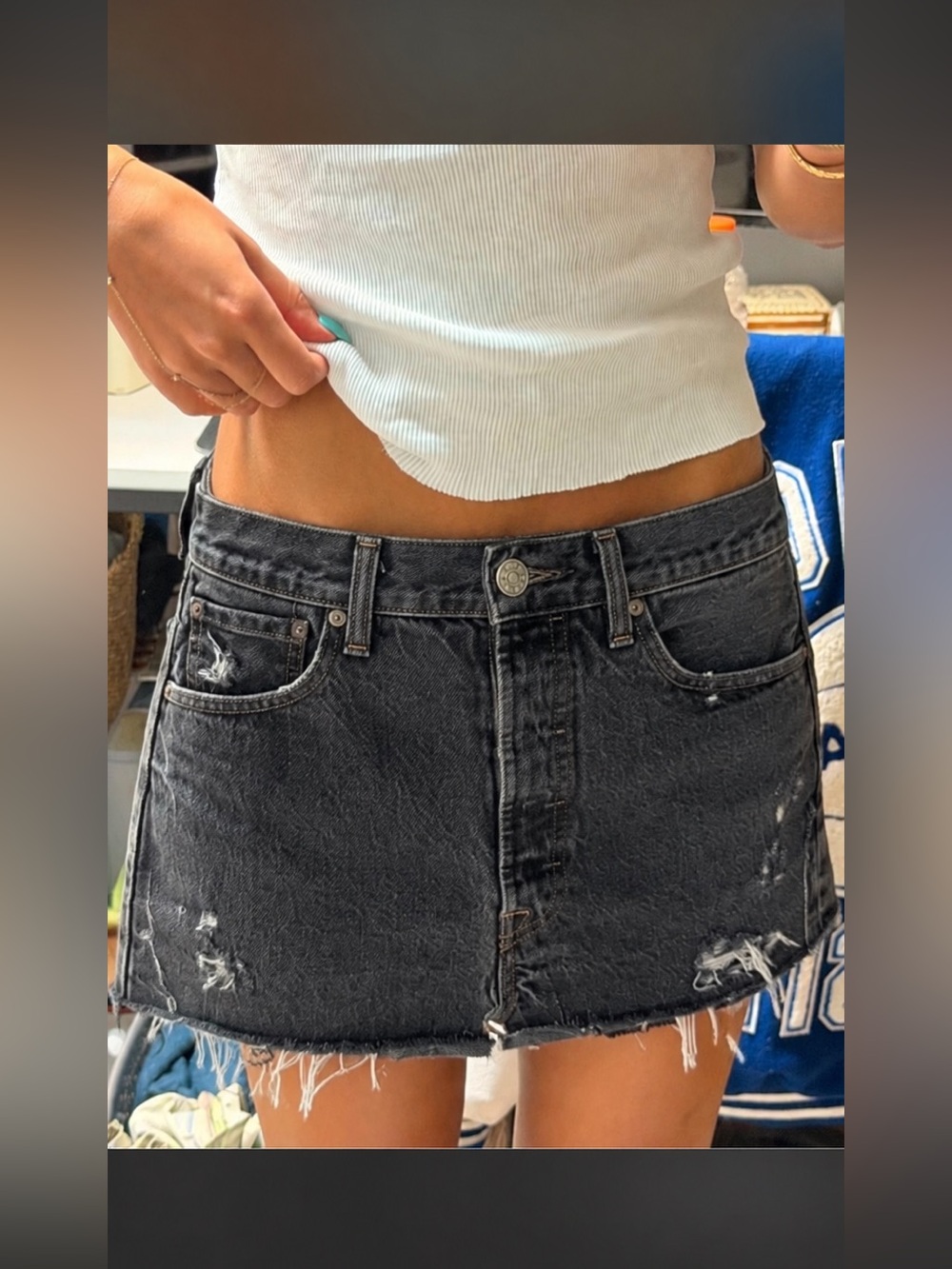 Levi’s Denim Black Skirt Jean levis vintage thrifted custom made mini